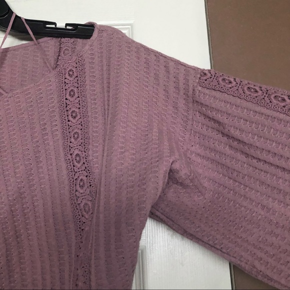 Free People Pink Wide Sleeve Crop Sweater Top - Picture 2 of 8